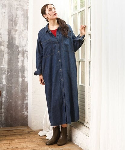 OLEKA04139 eur3 【大きいサイズ】ロングシャツワンピース