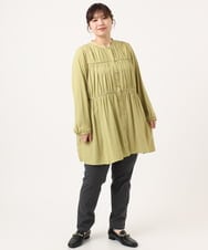 OLEKA05099 eur3(エウルキューブ) 【大きいサイズ】サテンギャザーチュニック イエロー(25)