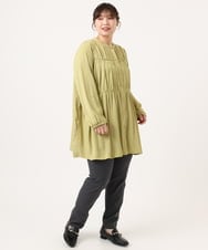 OLEKA05099 eur3(エウルキューブ) 【大きいサイズ】サテンギャザーチュニック イエロー(25)