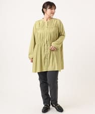 OLEKA05099 eur3(エウルキューブ) 【大きいサイズ】サテンギャザーチュニック イエロー(25)