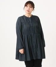 OLEKA05099 eur3(エウルキューブ) 【大きいサイズ】サテンギャザーチュニック ネイビー(57)