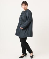 OLEKA05099 eur3(エウルキューブ) 【大きいサイズ】サテンギャザーチュニック ネイビー(57)