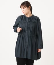 OLEKA05099 eur3(エウルキューブ) 【大きいサイズ】サテンギャザーチュニック ネイビー(57)