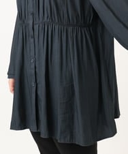 OLEKA05099 eur3(エウルキューブ) 【大きいサイズ】サテンギャザーチュニック ネイビー(57)