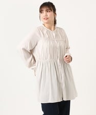 OLEKA05099 eur3(エウルキューブ) 【大きいサイズ】サテンギャザーチュニック アイボリー(80)