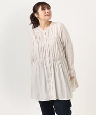 OLEKA05099 eur3(エウルキューブ) 【大きいサイズ】サテンギャザーチュニック アイボリー(80)
