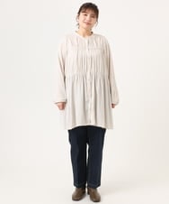 OLEKA05099 eur3(エウルキューブ) 【大きいサイズ】サテンギャザーチュニック アイボリー(80)