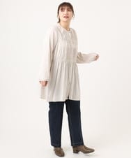 OLEKA05099 eur3(エウルキューブ) 【大きいサイズ】サテンギャザーチュニック アイボリー(80)
