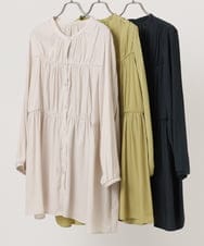 OLEKA05099 eur3(エウルキューブ) 【大きいサイズ】サテンギャザーチュニック アイボリー(80)