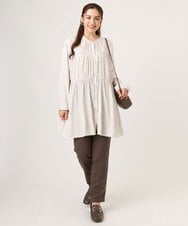 OLEKA05099 eur3(エウルキューブ) 【大きいサイズ】サテンギャザーチュニック アイボリー(80)