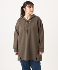 OLEKA06099 eur3(エウルキューブ) 【大きいサイズ】レースアップダンボールフーディー ブラウン(87)
