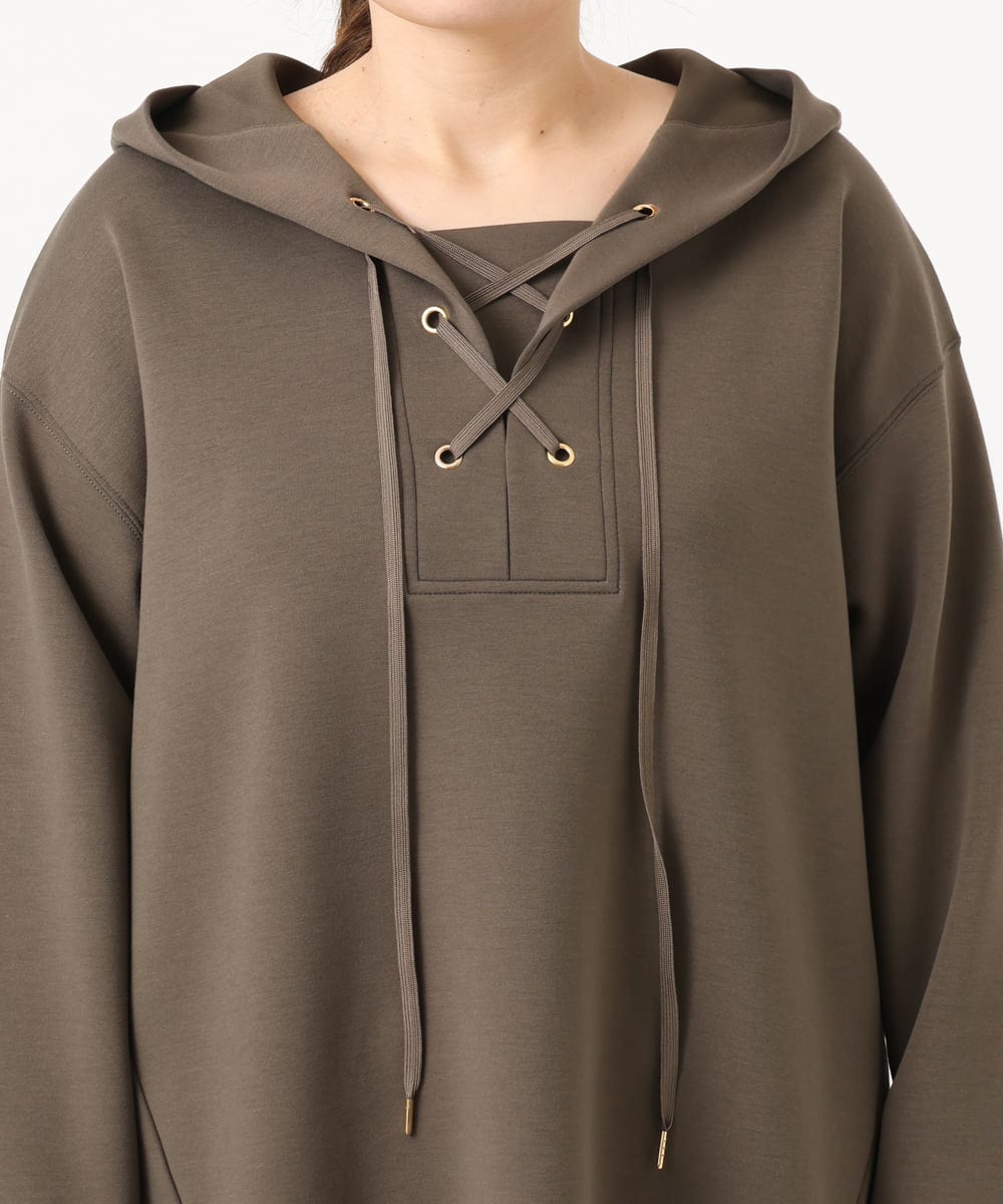 OLEKA06099 eur3(エウルキューブ) 【大きいサイズ】レースアップダンボールフーディー ブラウン(87)