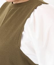 OLELA19079 eur3(エウルキューブ) 【大きいサイズ】異素材チュニック カーキ(36)