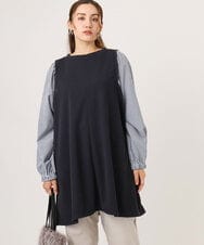 OLELA19079 eur3(エウルキューブ) 【大きいサイズ】異素材チュニック ネイビー(57)