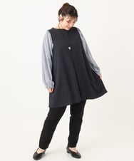 OLELA19079 eur3(エウルキューブ) 【大きいサイズ】異素材チュニック ネイビー(57)