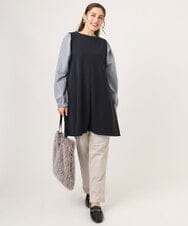 OLELA19079 eur3(エウルキューブ) 【大きいサイズ】異素材チュニック ネイビー(57)