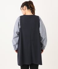 OLELA19079 eur3(エウルキューブ) 【大きいサイズ】異素材チュニック ネイビー(57)