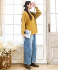 OLFAD04054 eur3(エウルキューブ) 【大きいサイズ】サイドスリットカラーニット マスタード(26)（WEB限定カラー）