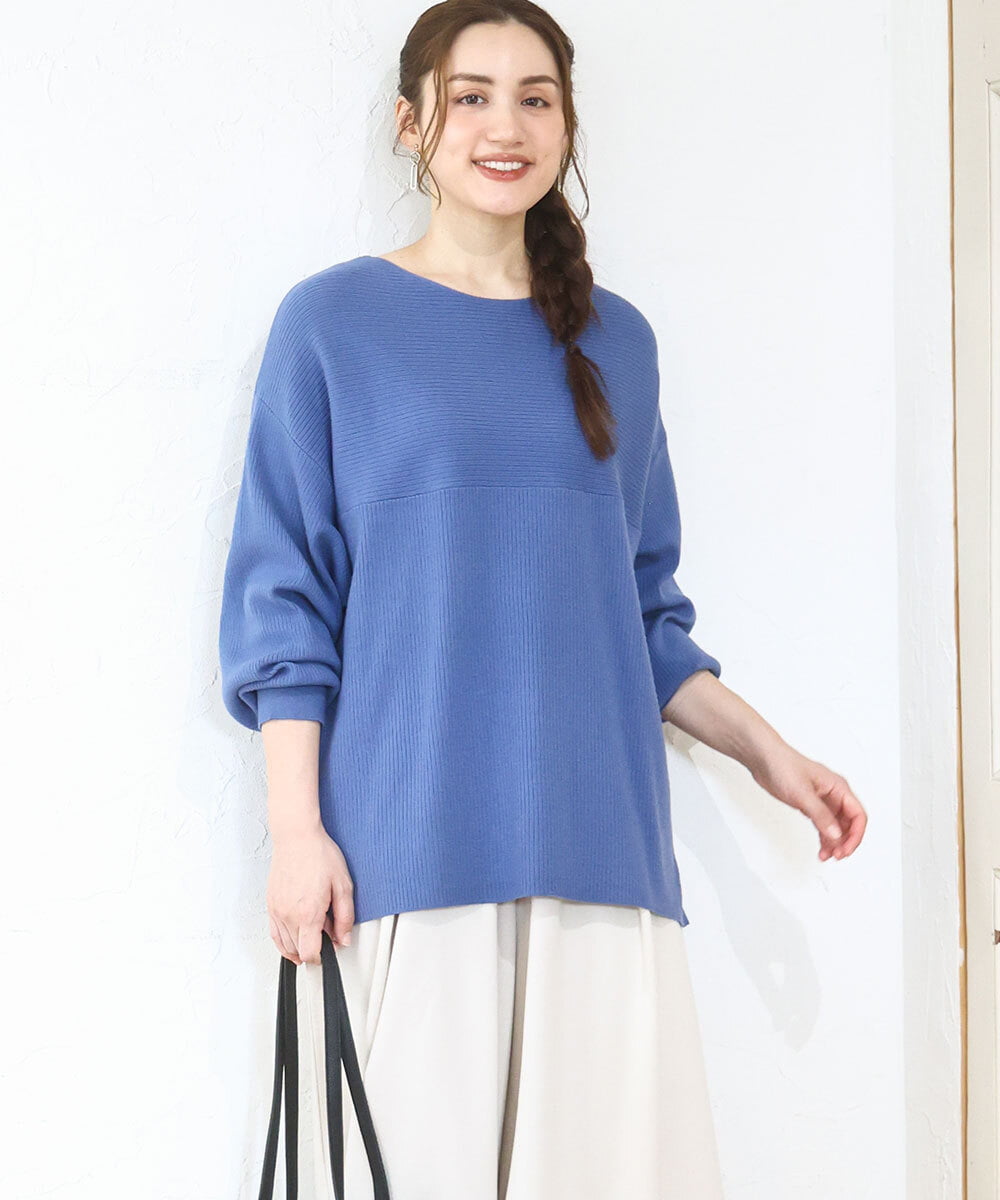 OLFAD04054 eur3(エウルキューブ) 【大きいサイズ】サイドスリットカラーニット ブルー(55)