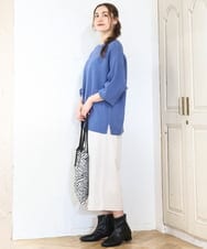 OLFAD04054 eur3(エウルキューブ) 【大きいサイズ】サイドスリットカラーニット ブルー(55)