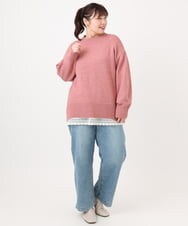 OLFAD09079 eur3(エウルキューブ) 【大きいサイズ】ゆるシルエットニット ピンク(03)