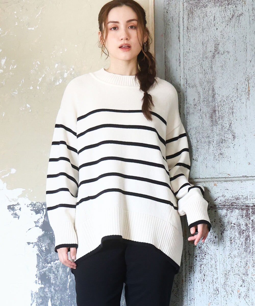OLFAD09079 eur3(エウルキューブ) 【大きいサイズ】ゆるシルエットニット アイボリー(80)