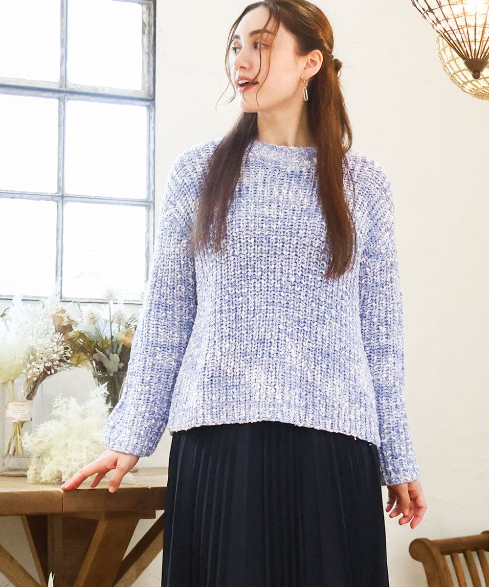 OLFAD10099 eur3(エウルキューブ) 【大きいサイズ】ミックスカラーラメニット ライトブルー(50)