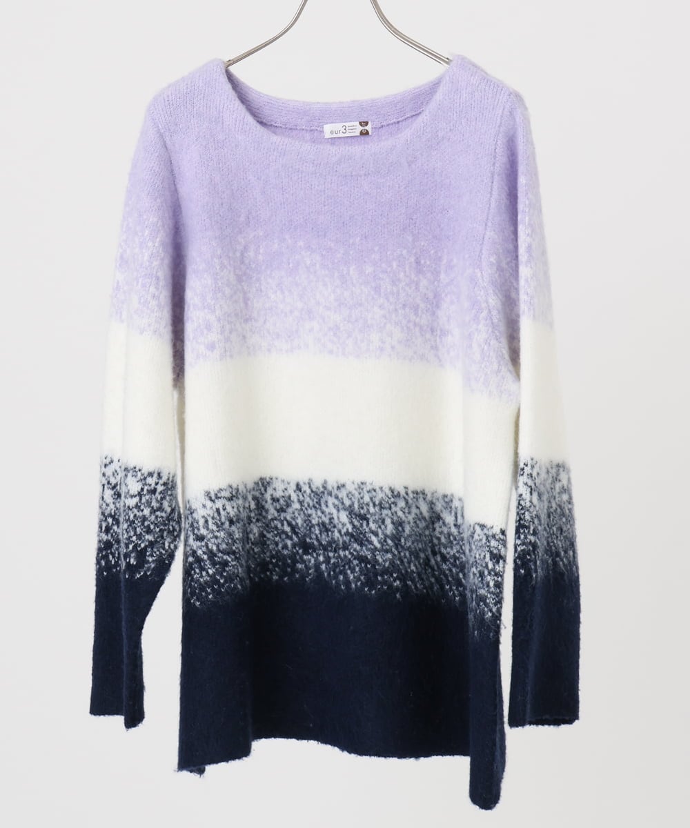 OLFBD15109 eur3(エウルキューブ) 【大きいサイズ】グラデーションシャギーニット ネイビー(57)
