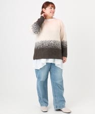 OLFBD15109 eur3(エウルキューブ) 【大きいサイズ】グラデーションシャギーニット ダークブラウン(87)