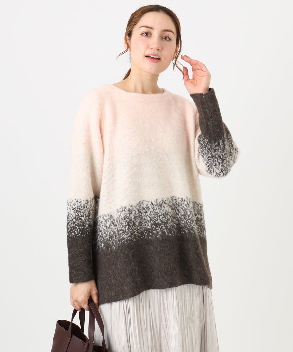 OLFBD15109 eur3(エウルキューブ) 【大きいサイズ】グラデーションシャギーニット ダークブラウン(87)