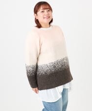 OLFBD15109 eur3(エウルキューブ) 【大きいサイズ】グラデーションシャギーニット ダークブラウン(87)