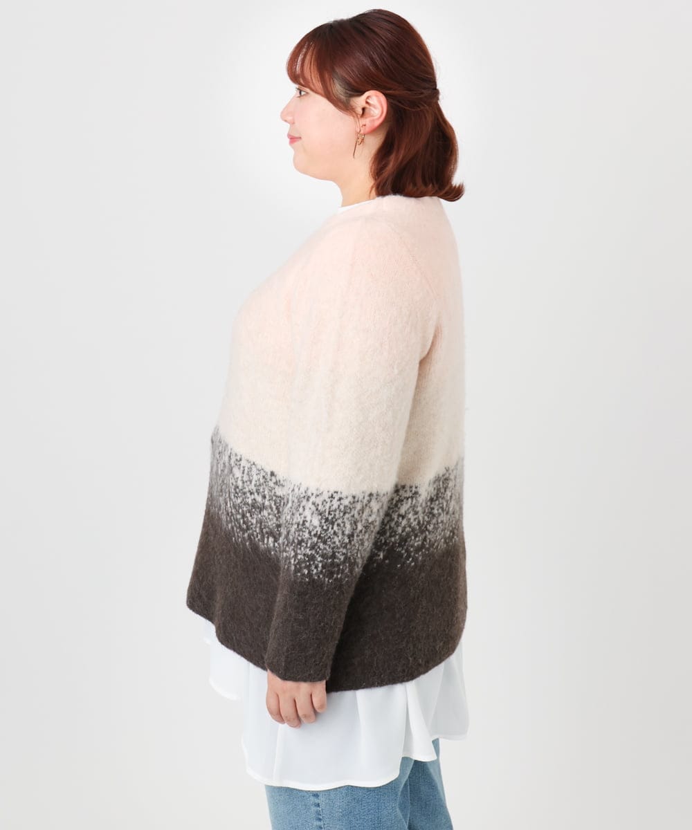 OLFBD15109 eur3(エウルキューブ) 【大きいサイズ】グラデーションシャギーニット ダークブラウン(87)