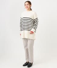 OLFBD16089 eur3(エウルキューブ) 【大きいサイズ】パネルボーダー配色ラインニット アイボリー(80)