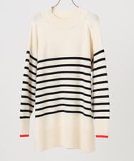 OLFBD16089 eur3(エウルキューブ) 【大きいサイズ】パネルボーダー配色ラインニット アイボリー(80)