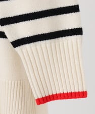 OLFBD16089 eur3(エウルキューブ) 【大きいサイズ】パネルボーダー配色ラインニット アイボリー(80)