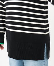 OLFBD16089 eur3(エウルキューブ) 【大きいサイズ】パネルボーダー配色ラインニット ブラック(94)