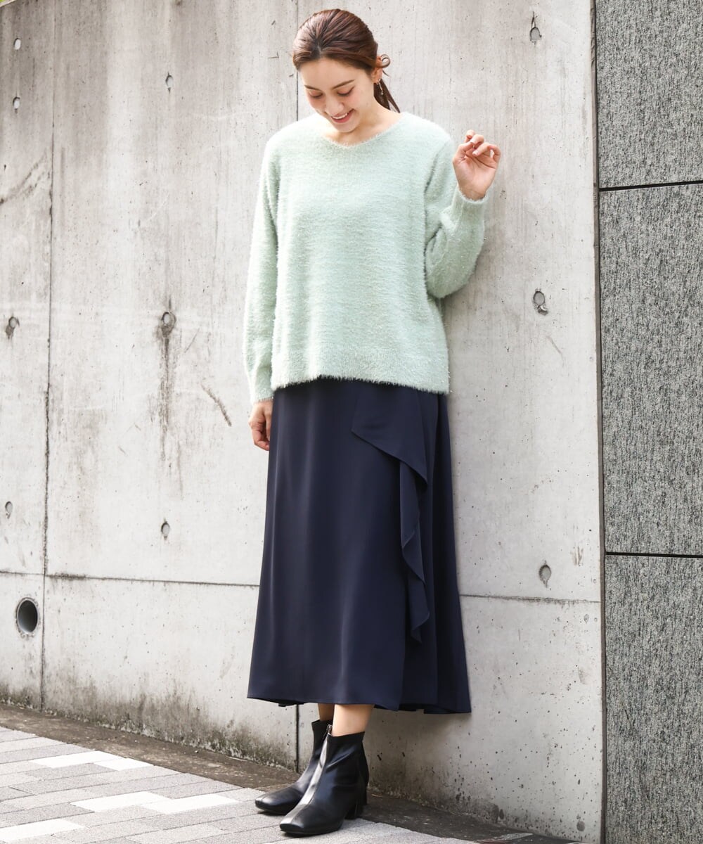 OLFBD17099 eur3(エウルキューブ) 【大きいサイズ】キラキラシャギーニット ライトグリーン(30)