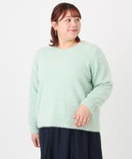 OLFBD17099 eur3(エウルキューブ) 【大きいサイズ】キラキラシャギーニット ライトグリーン(30)