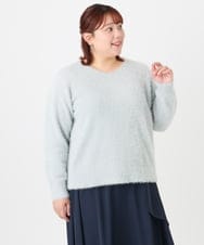 OLFBD17099 eur3(エウルキューブ) 【大きいサイズ】キラキラシャギーニット シルバー(96)