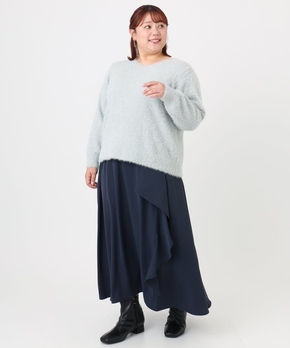 OLFBD17099 eur3(エウルキューブ) 【大きいサイズ】キラキラシャギーニット シルバー(96)