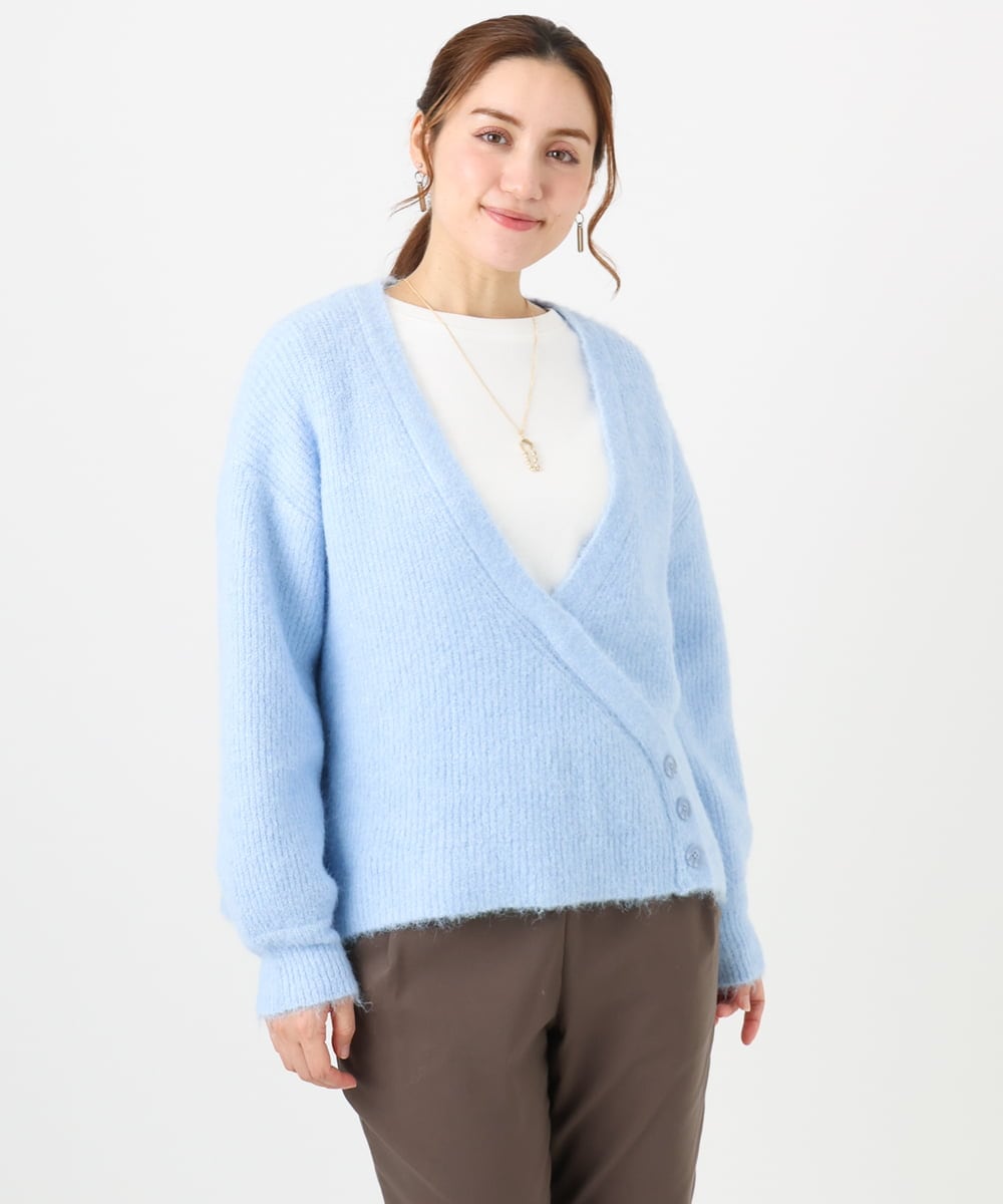 OLFBD18079 eur3(エウルキューブ) 【大きいサイズ/a.v.v×eur3】カシュクール風ニット ライトブルー(50)