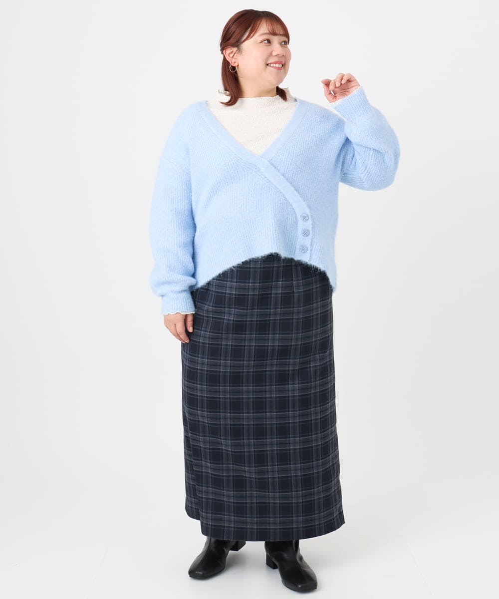 OLFBD18079 eur3(エウルキューブ) 【大きいサイズ/a.v.v×eur3】カシュクール風ニット ライトブルー(50)