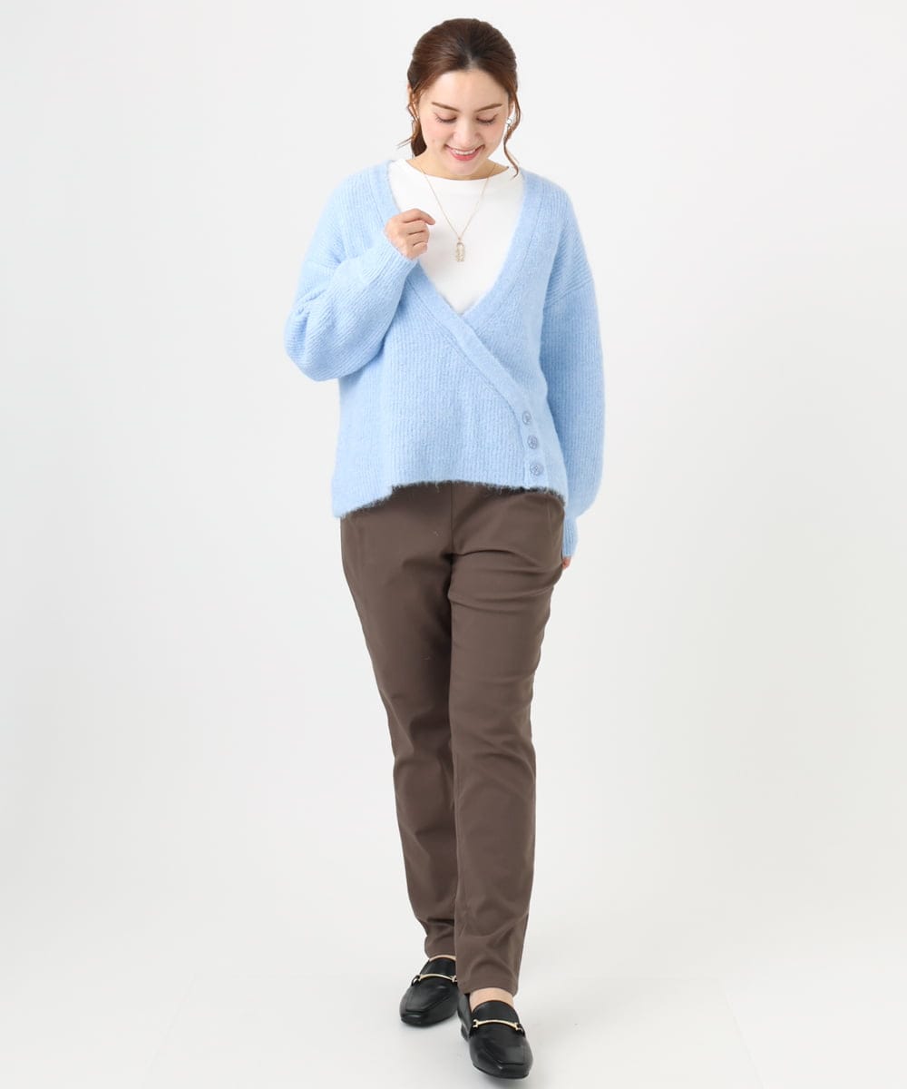 OLFBD18079 eur3(エウルキューブ) 【大きいサイズ/a.v.v×eur3】カシュクール風ニット ライトブルー(50)
