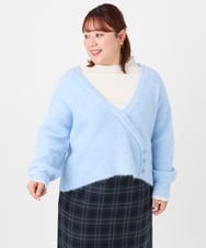 OLFBD18079 eur3(エウルキューブ) 【大きいサイズ/a.v.v×eur3】カシュクール風ニット ライトブルー(50)