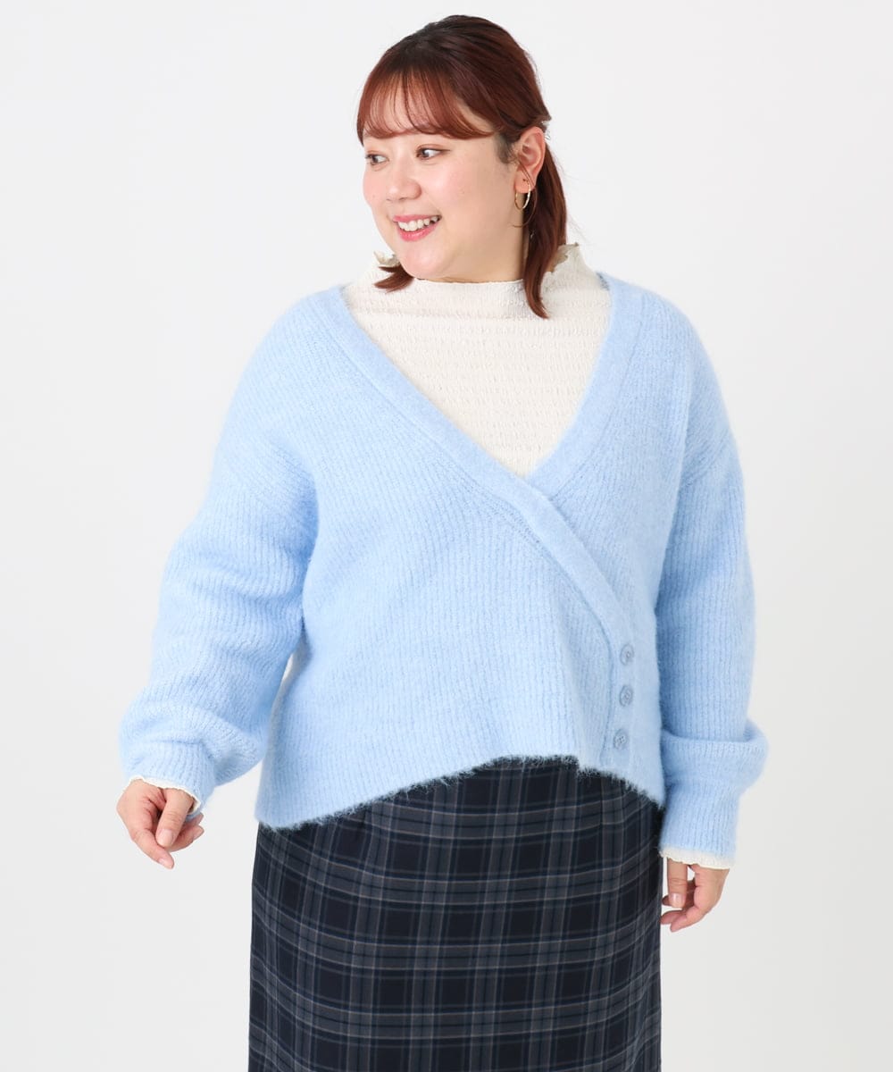 OLFBD18079 eur3(エウルキューブ) 【大きいサイズ/a.v.v×eur3】カシュクール風ニット ライトブルー(50)