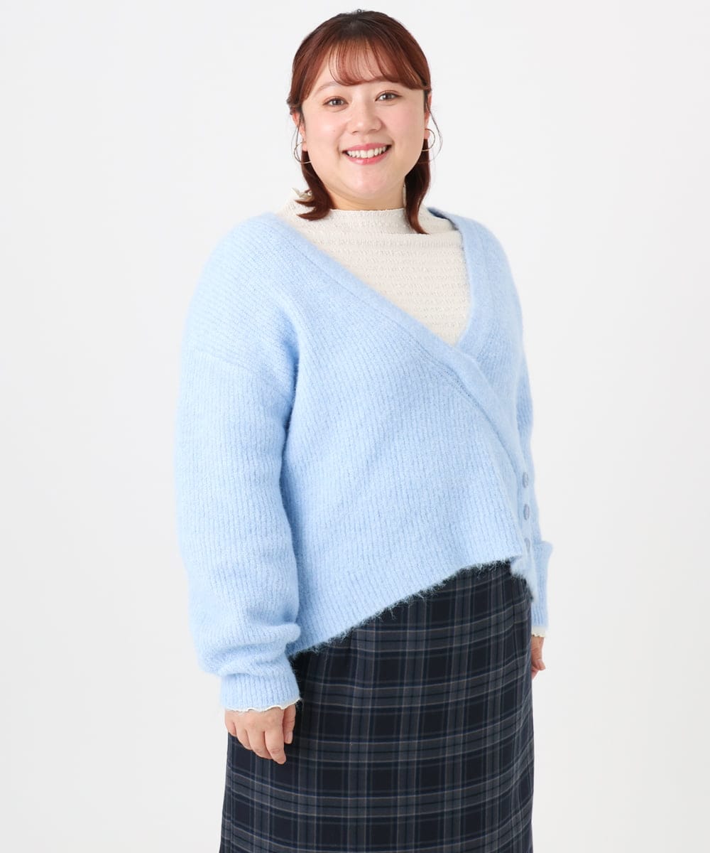 OLFBD18079 eur3(エウルキューブ) 【大きいサイズ/a.v.v×eur3】カシュクール風ニット ライトブルー(50)