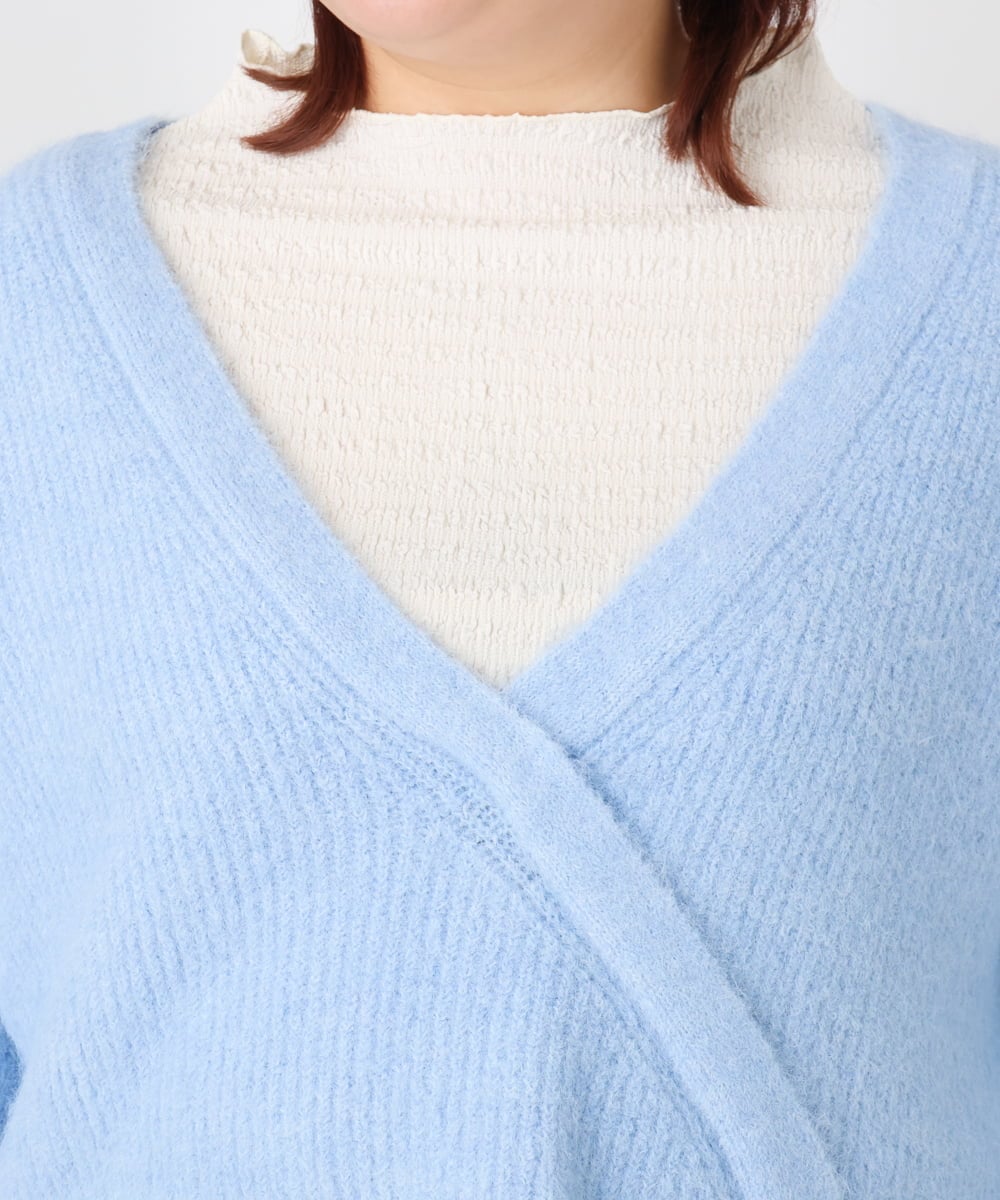 OLFBD18079 eur3(エウルキューブ) 【大きいサイズ/a.v.v×eur3】カシュクール風ニット ライトブルー(50)