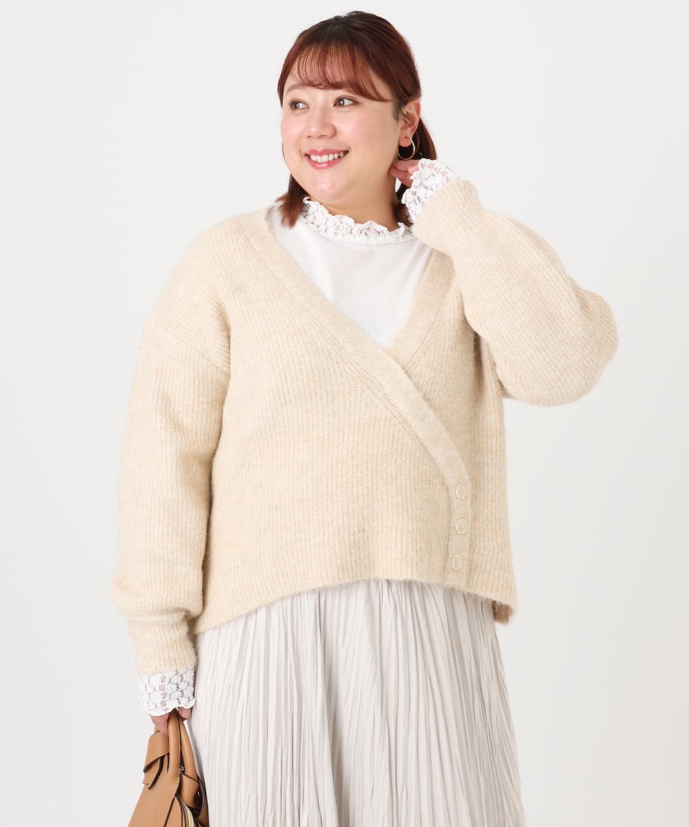 OLFBD18079 eur3(エウルキューブ) 【大きいサイズ/a.v.v×eur3】カシュクール風ニット ベージュ(82)