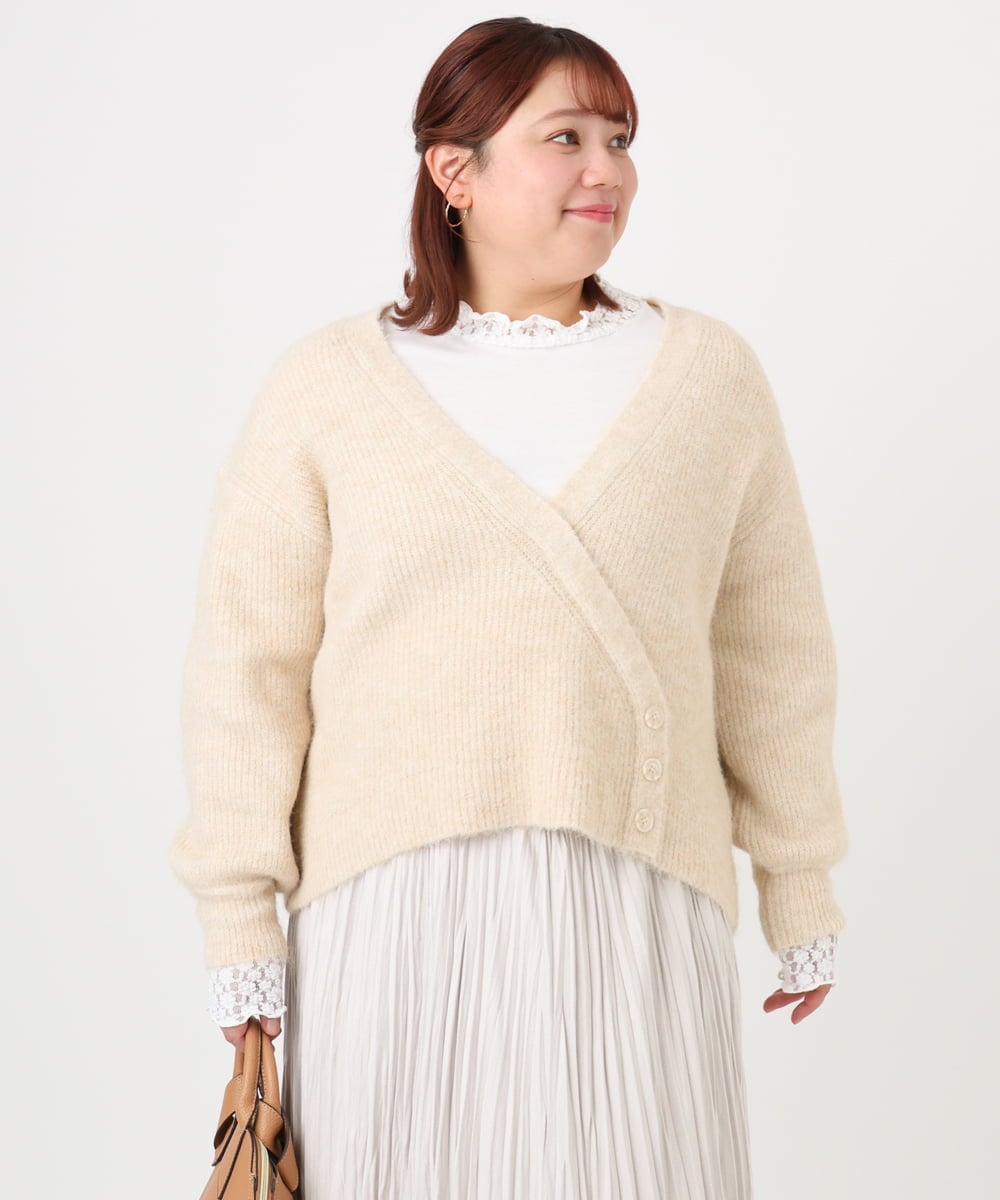 OLFBD18079 eur3(エウルキューブ) 【大きいサイズ/a.v.v×eur3】カシュクール風ニット ベージュ(82)