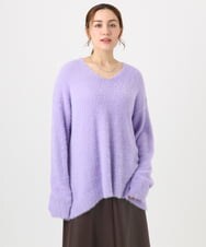 OLFBD19069 eur3(エウルキューブ) 【大きいサイズ/a.v.v×eur3】フェザーヤーンVネックニット ラベンダー(60)
